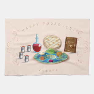 Vintage Passover Seder Kosher Pesach Decorative Kitchen Towel