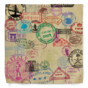 Vintage Passport Stamps Bandana