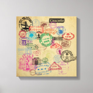 Vintage Passport Stamps Canvas Print
