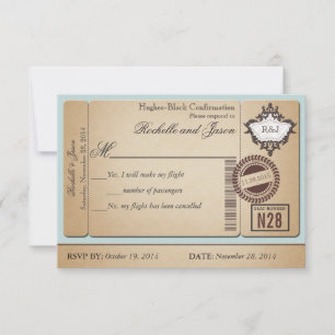 Vintage Passport Ticket RSVP Card