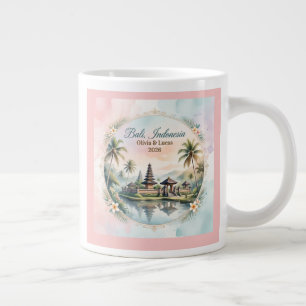 Vintage Pastel Bali Custom Couple Name keepsake Large Coffee Mug