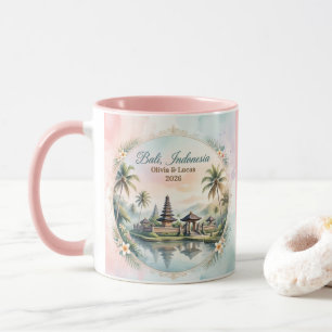 Vintage Pastel Bali Custom Couple Name keepsake Mug