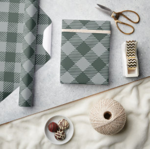 Vintage Pastel Blue Check Gingham Pattern Wrapping Paper