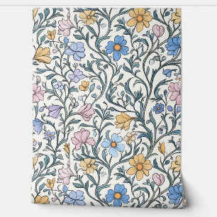 Vintage Pastel Botanical Floral Pattern Wallpaper