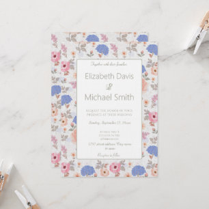 Vintage Pastel Botanical Watercolor Flowers Invitation