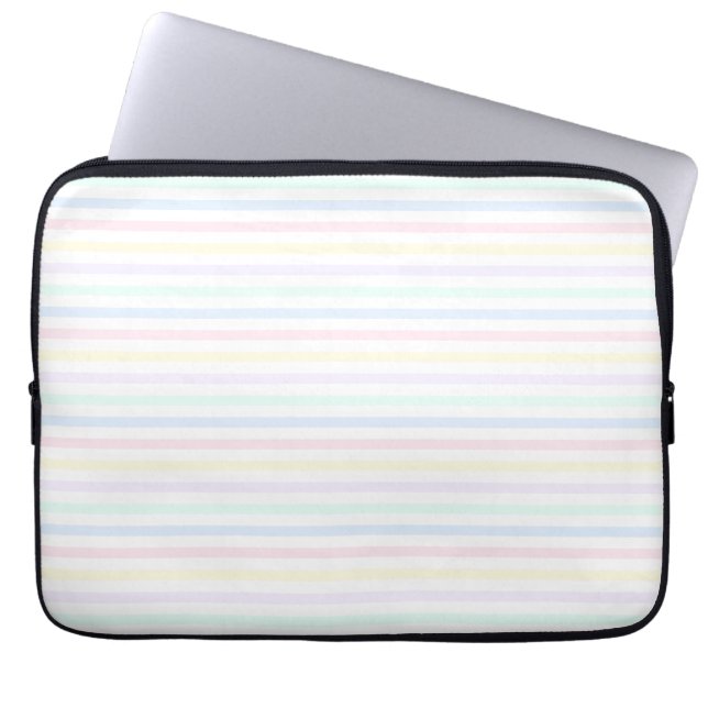 Vintage Pastel Candy Stripes Laptop Sleeve (Front)