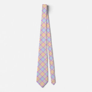 Vintage Pastel Chequered Plaid Pattern Pink Blue Tie