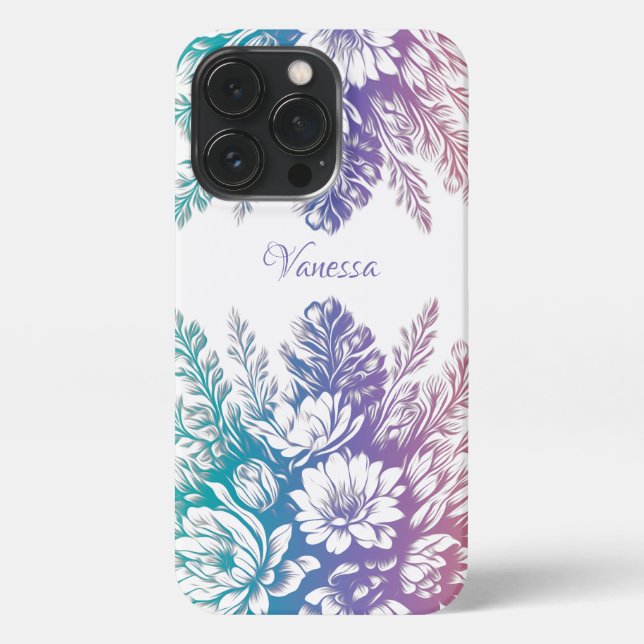Vintage Pastel Colourful Floral Design iPhone Case (Back)
