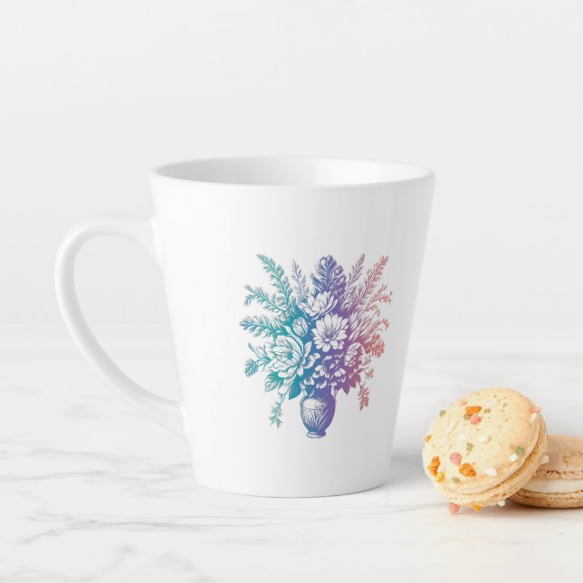Vintage Pastel Colourful Floral Design Latte Mug (In Situ)