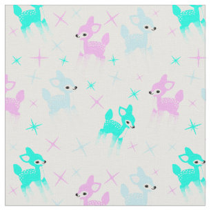 Vintage Pastel Deer Cute Christmas Pattern Fabric