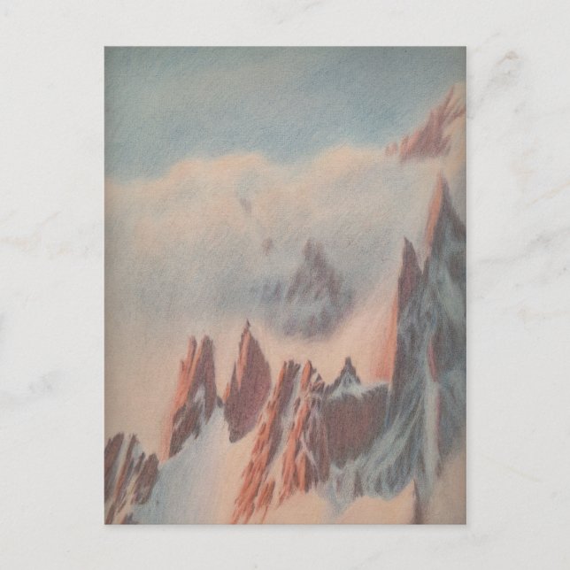 Vintage pastel drawing mountain glacier landscape postcard (Front)
