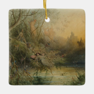 Vintage Pastel Fairy Land by Gustave Doré Ceramic Ornament