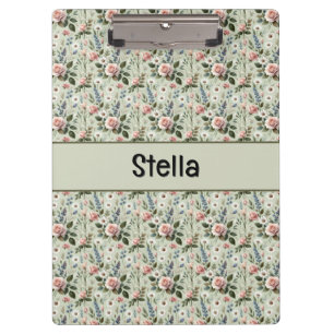 Vintage Pastel Floral Botanical Pattern Clipboard