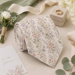 Vintage Pastel Floral Romantic Garden Wedding Tie