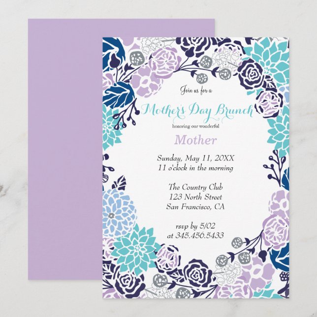 Vintage Pastel Flower Wreath Party Template (Front/Back)
