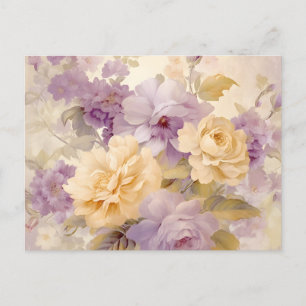 Vintage Pastel Garden Flowers Postcard