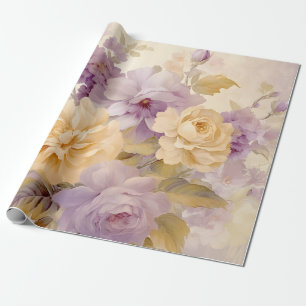 Vintage Pastel Garden Flowers Wrapping Paper