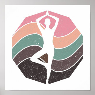vintage pastel girl exercising or doing yoga pose poster