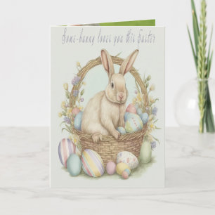Vintage Pastel Happy Easter Bunny Grandparents  Note Card