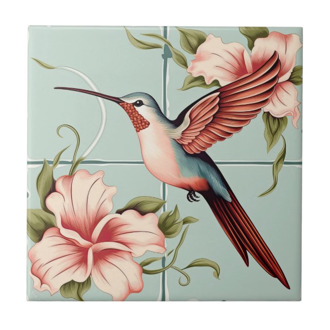 Vintage Pastel Hummingbird  Tile (Front)