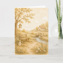 Vintage Pastel Meadow Greeting
