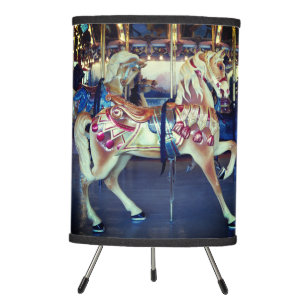 Vintage Pastel Merry Go Round Carousel Photo Tripod Lamp