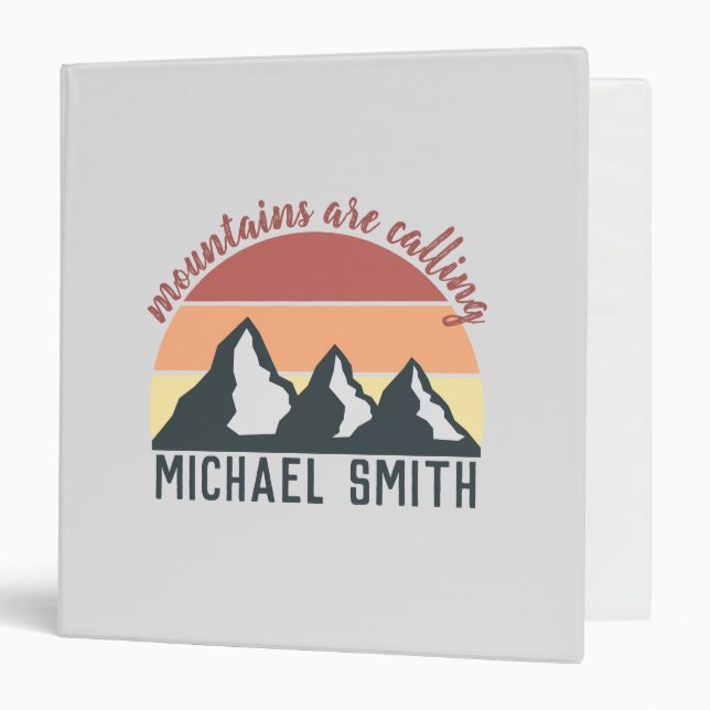 Vintage pastel mountains are calling monogram grey binder (Front/Inside)