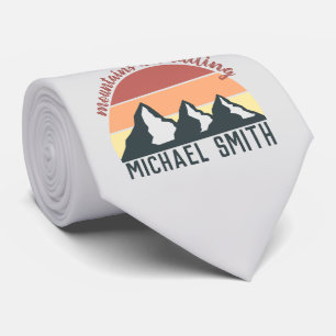 Vintage pastel mountains are calling monogram grey tie