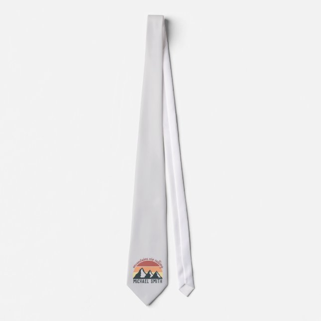 Vintage pastel mountains are calling monogram grey tie (Front)