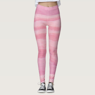 Vintage Pastel Pink Coral Wood Effect Design Leggings