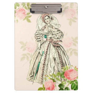 Vintage pastel pink fashion clipboard w/ flowers