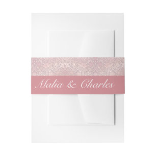 Vintage Pastel Pink Silver Floral Invitation Belly Band