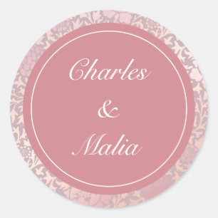 Vintage Pastel Pink Silver Floral Wedding Classic Round Sticker