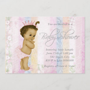 Vintage Pastel Rainbow Baby Shower Invitation