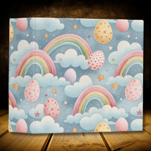 Vintage Pastel Rainbow Easter Eggs with Clouds Binder