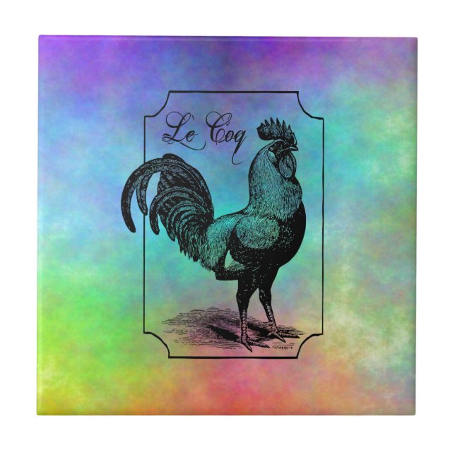 Vintage Pastel Rooster Tile (Front)