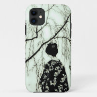 Vintage Pastel Tree Japanese Woman iPhone Case