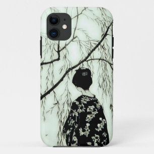 Vintage Pastel Tree Japanese Woman iPhone Case