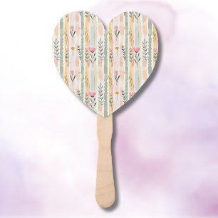 Vintage Pastel Watercolor Floral Stripes Hand Fan