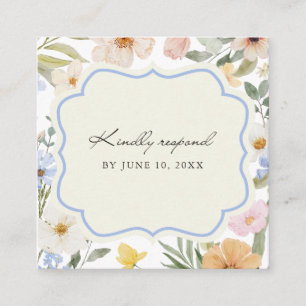 Vintage Pastel Wedding QR Code RSVP Enclosure Card