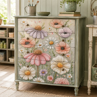 Vintage Pastel Wildflower Garden Decoupage Tissue Paper