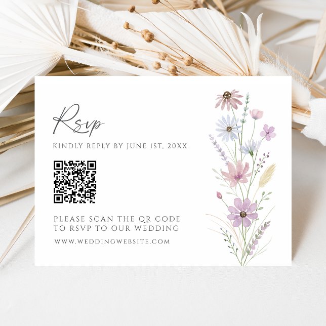 Vintage Pastel Wildflower QR Code Wedding RSVP (Creator Uploaded)