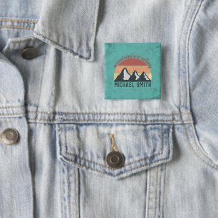 Vintage pastels mountains are calling monogram 2 inch square button