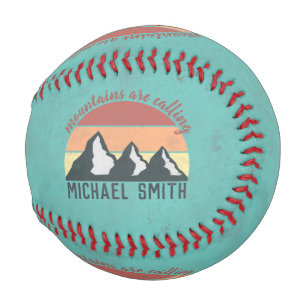 Vintage pastels mountains are calling monogram baseball