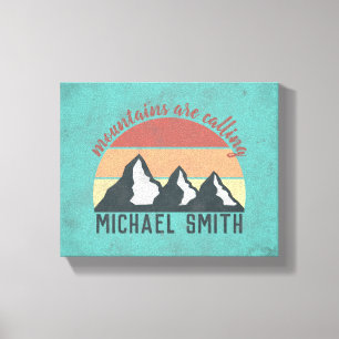 Vintage pastels mountains are calling monogram canvas print