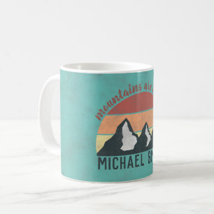 Vintage pastels mountains are calling monogram coffee mug
