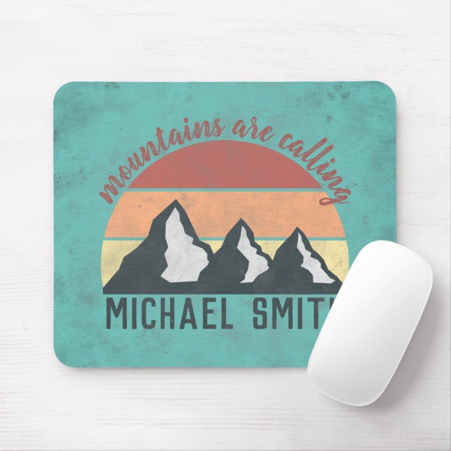 Vintage pastels mountains are calling monogram mouse pad (With Mouse)