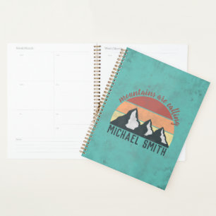 Vintage pastels mountains are calling monogram planner