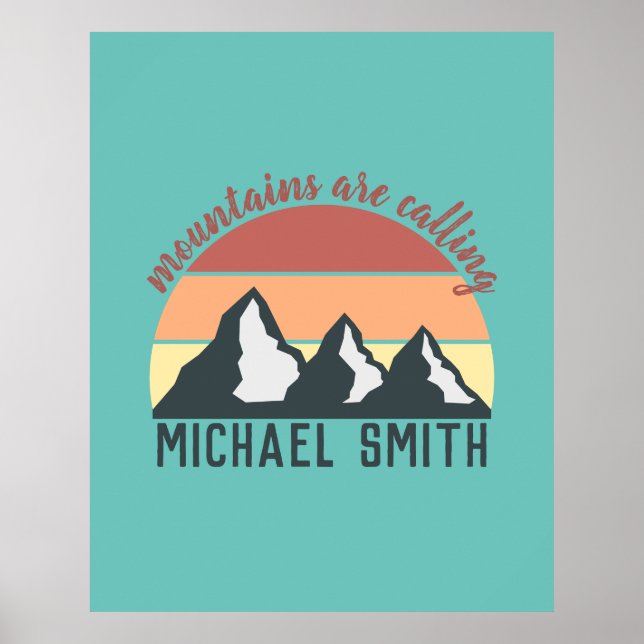 Vintage pastels mountains are calling monogram sky poster (Front)