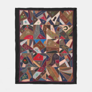 Vintage Patchwork Crazy Quilt Design Fleece Blanket